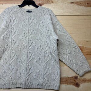 Vintage Banana Republic Sweater Mens Medium Cream Wool Fisherman Chunky Knit